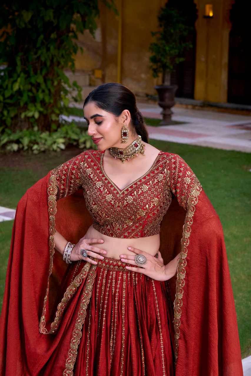Rangoli Silk Embroidered Maroon Lehenga - MYLUXURY LANE ENTERPRISE